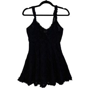Vtg Seductivewear by Cinema Etoile Black Babydoll Nightie Lingerie Lace Sexy med